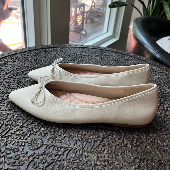 BIRDIES THE GOLDFINCH BOW LEATHER ECRU FLATS 9.5 - Picture 6 of 12